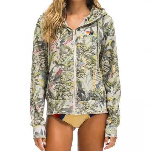 Aviator Nation Tops - HTF Aviator Nation Jungle Full Zip  Hoodie Sand
